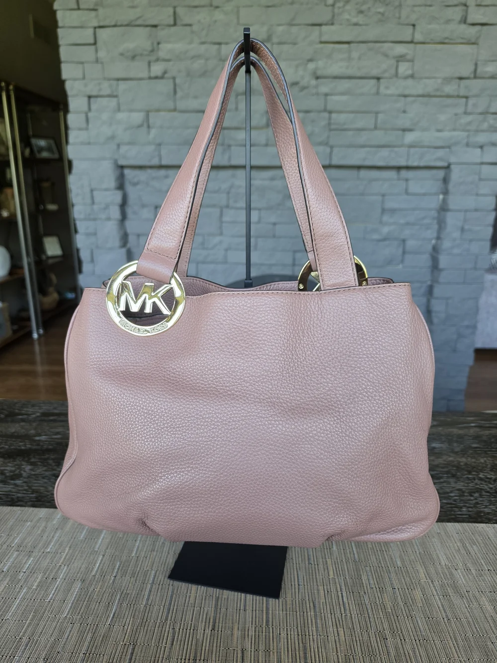 Michael Kors Blush Mauve Pebbled Leather Hobo Bag